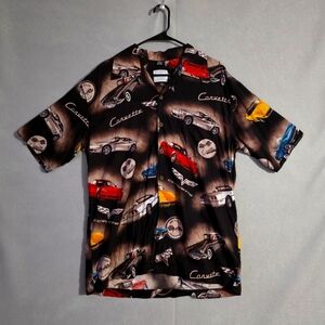 David Carey Mens AOP Corvette Hawaiian Shirt Size Large